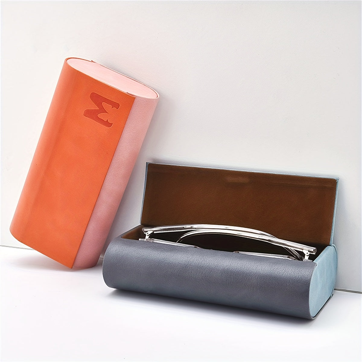 Chic Double-Layer Glasses Case with Multi-Grid Design - Large Capacity PU Storage Box for Fashion Glasses, holds 2 Pairs, Portable and Stylish.