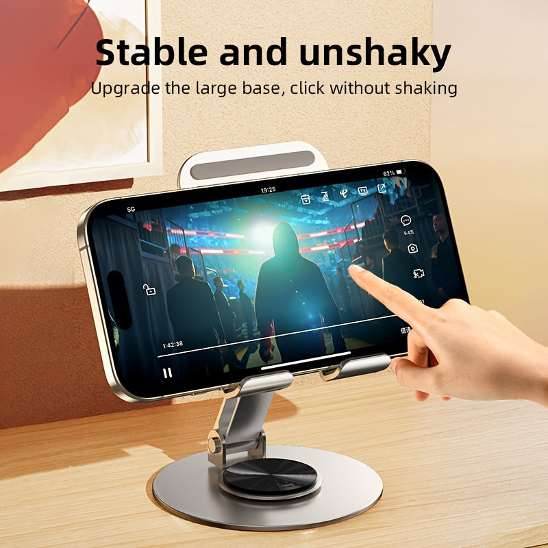 Mobile phone holder for desktop and computer desk accessories. Adjustable height and foldable, compatible with various iPhone models and smartphones.