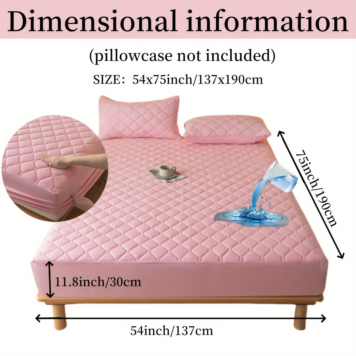 Waterproof Noiseless Embossed Mattress Protector with a 29.97cm Deep Fitted Cover, Dustproof and Thick Breathable Washable Incontinence Bed Sheet suitable for Single/Twin/Full/Queen/King Bed Sizes - Perfect for Bedroom, Guest Room, Apartment, or School