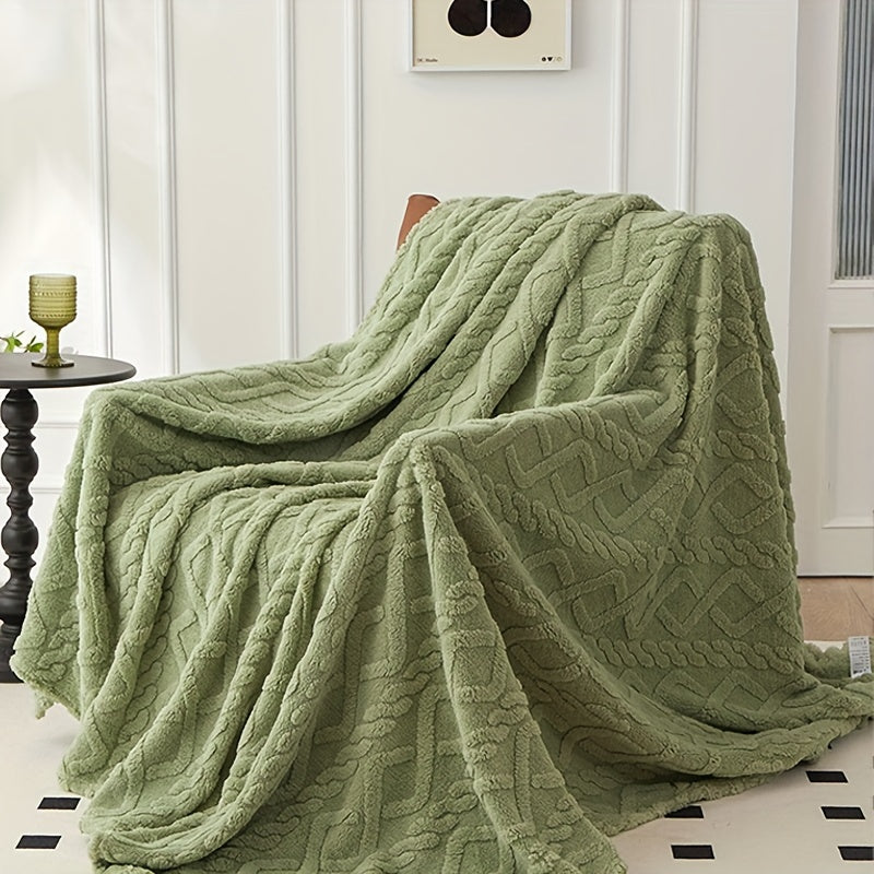 Luxurious Lamb Fleece Blanket with Stylish 3D Design, Plush and Cozy Thick Material, Ideal for Bed, Couch, or Travel. Soft, Warm, and Multipurpose for All Seasons.