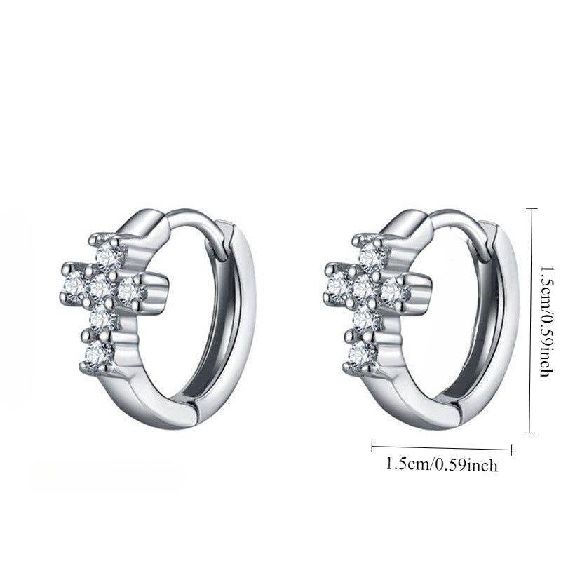 Stylish and Minimalistic Moissanite Earrings, Crafted in 925 Silver Plated Copper, Featuring a Shimmering Cross Design Perfect for Everyday Wear and Special Occasions, Timeless Jewelry for All Seasons.