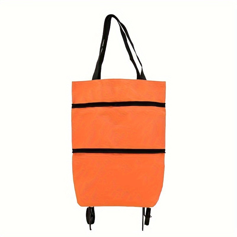 Portable Shopping Bag with Wheels, Large Capacity and Zipper Closure