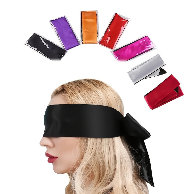 Adults can enjoy this soft, non-transparent satin eye mask with a chic color block design, perfect for sleep or gaming.