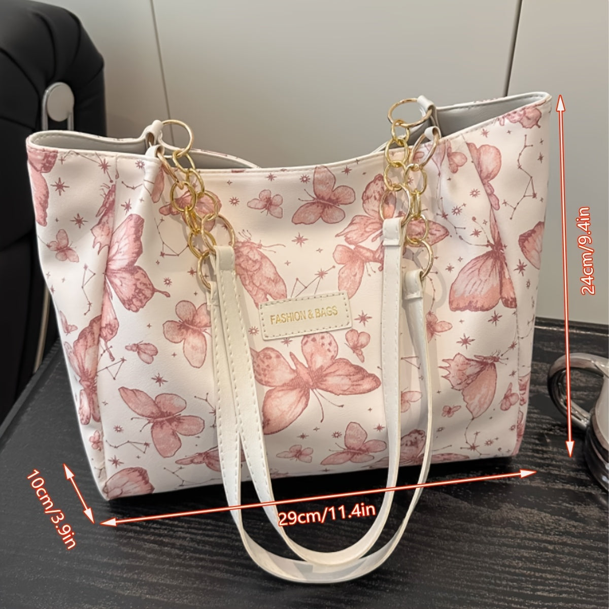 Stylish tote bag for women featuring a floral butterfly design, ideal for daily use and travel, also makes a lovely gift.