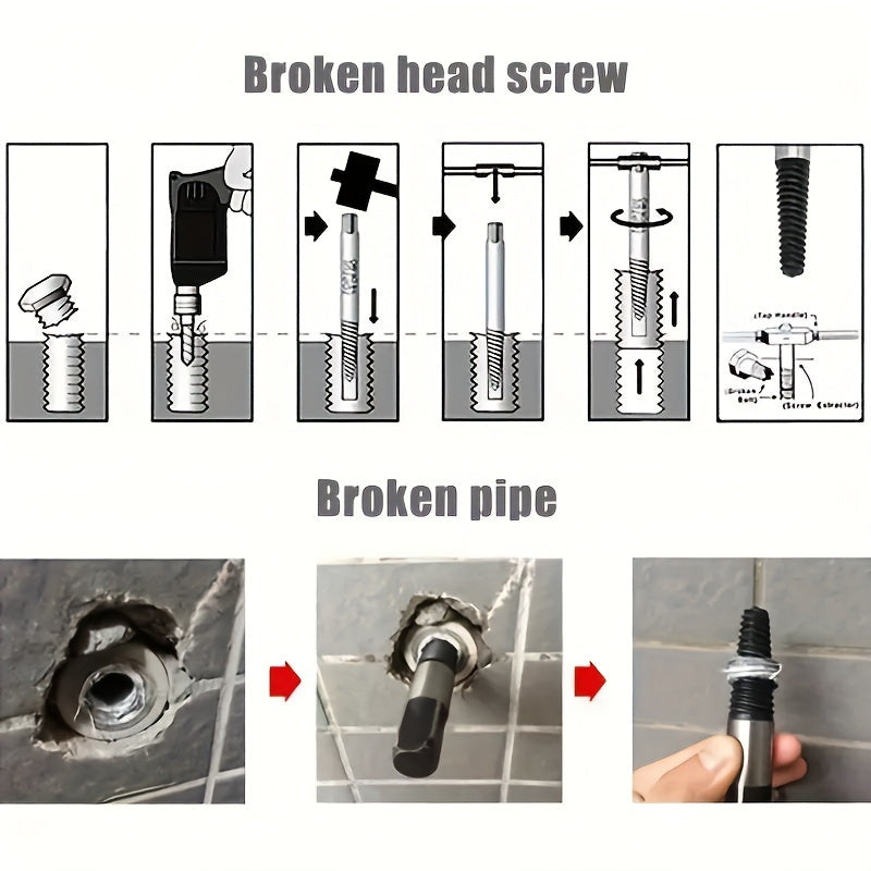 6-piece Screw Extractor Set for Broken Bolts and Damaged Screws