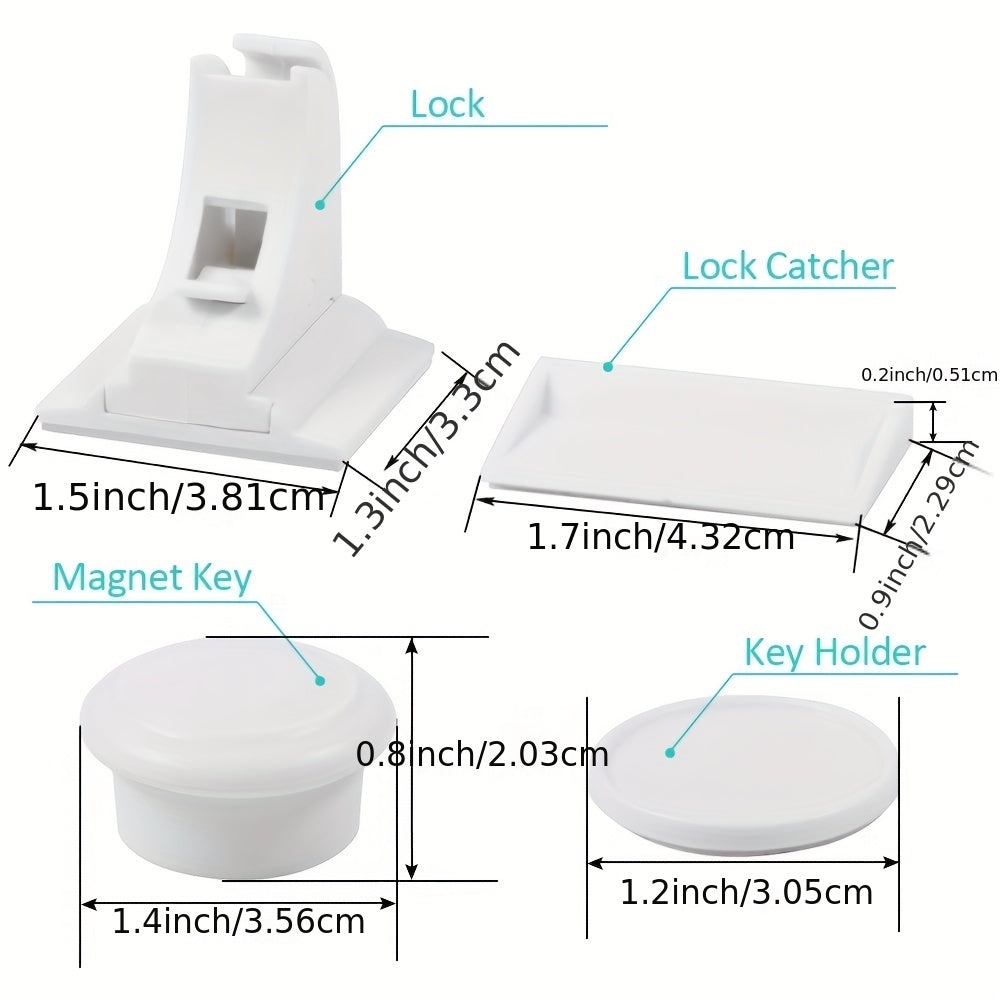 Набор для защиты детей: 4 магнитных замка с 1 ключом для безопасности детей - невидимые замки для шкафов, дверей и ящиков. Идеальный подарок на Рождество, Хэллоуин или День благодарения.