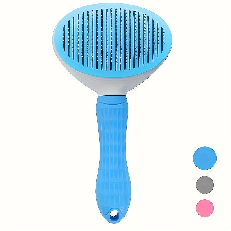 Self-cleaning deshedding comb for cats and dogs made of PP material with one-click hair removal and automatic floating design.