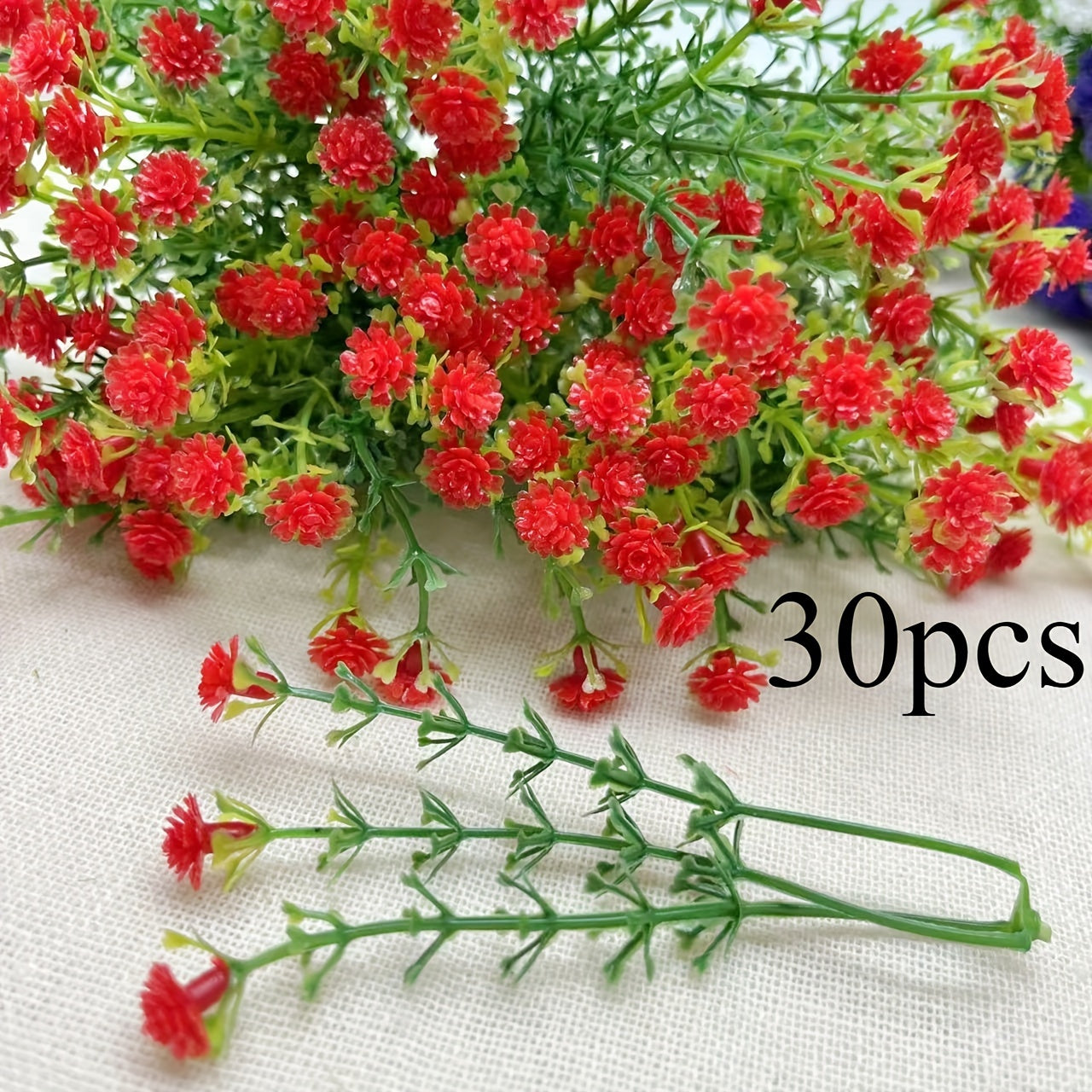 30 vibrant artificial baby's breath flowers for DIY crafts, bouquets, and aquariums - perfect for various holidays and occasions.