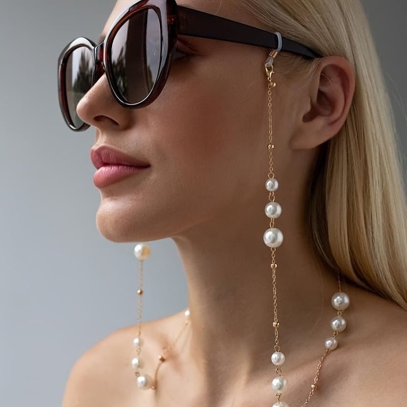 Handmade trendy large pearl chain for sunglasses, fashionable anti-slip glasses chain for men and women's clothing