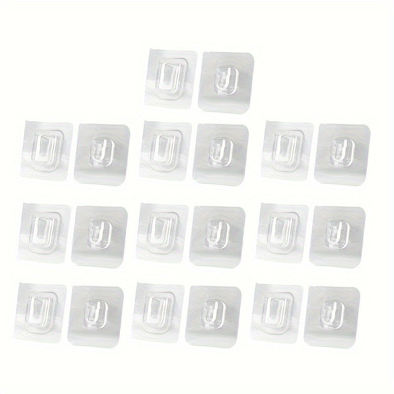 10 pairs of waterproof adhesive hooks for bathrooms and kitchens, no drilling required.