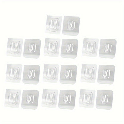 10 pairs of waterproof adhesive hooks for bathrooms and kitchens, no drilling required.