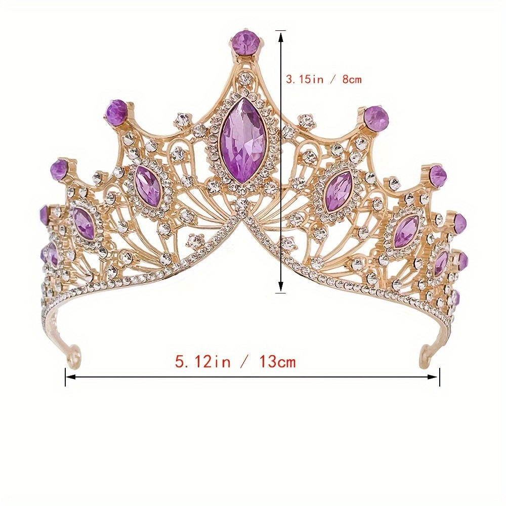 Baroque Style Crown Princess Birthday Crown Wedding Dress Hair Accessories - Crystal, Korean Style - Perfect for an 18th Birthday or Wedding.