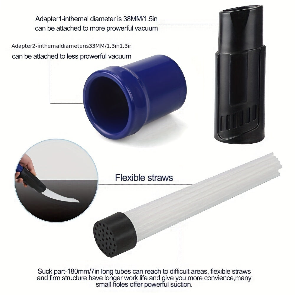 Accessory kit for Dyson vacuum cleaners includes a straw dusting brush designed for models V7, V8, V10, V11, V12, V15, and more. Also includes flexible suction tubes for reaching difficult areas.