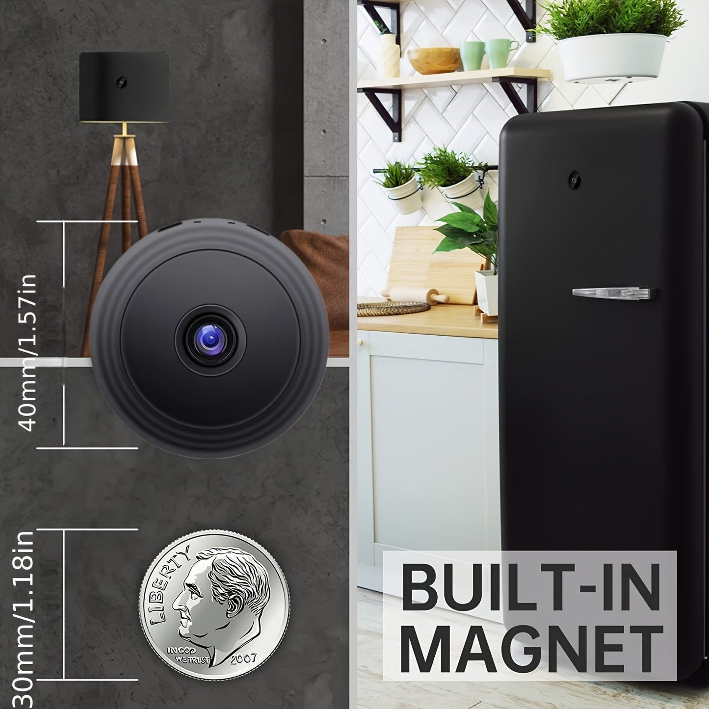 The THIRYWO Wireless Security Camera features Wi-Fi connectivity, a rechargeable lithium polymer battery, dual USB/battery power options, 480p video resolution, designed for indoor use, smartphone compatibility, and app control for home surveillance. It