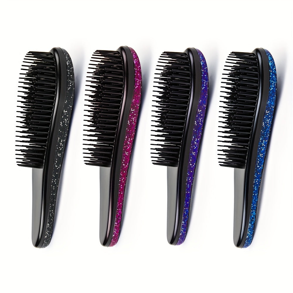 Portable, tiny massage comb for detangling hair with a starry sky design.