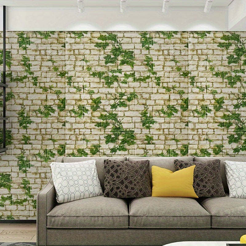 10 pieces of industrial style 3D brick self-adhesive wall panels made of waterproof polyvinyl chloride foam tiles, suitable for living rooms, TV walls, and space-themed home decor, washable.