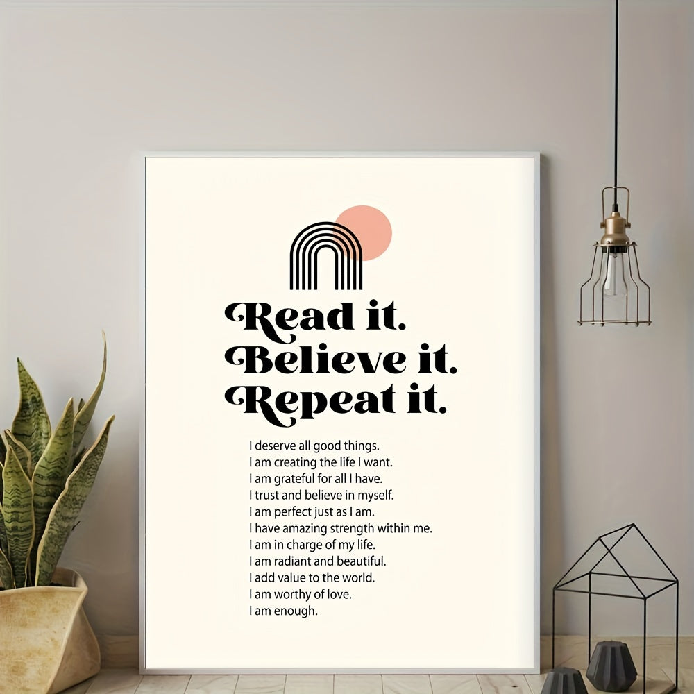 Positive affirmations and mindfulness art for self-love and mental health. This poster is perfect for decorating your living room or bedroom walls. Dimensions are 29.97x39.88 cm, frame not included.