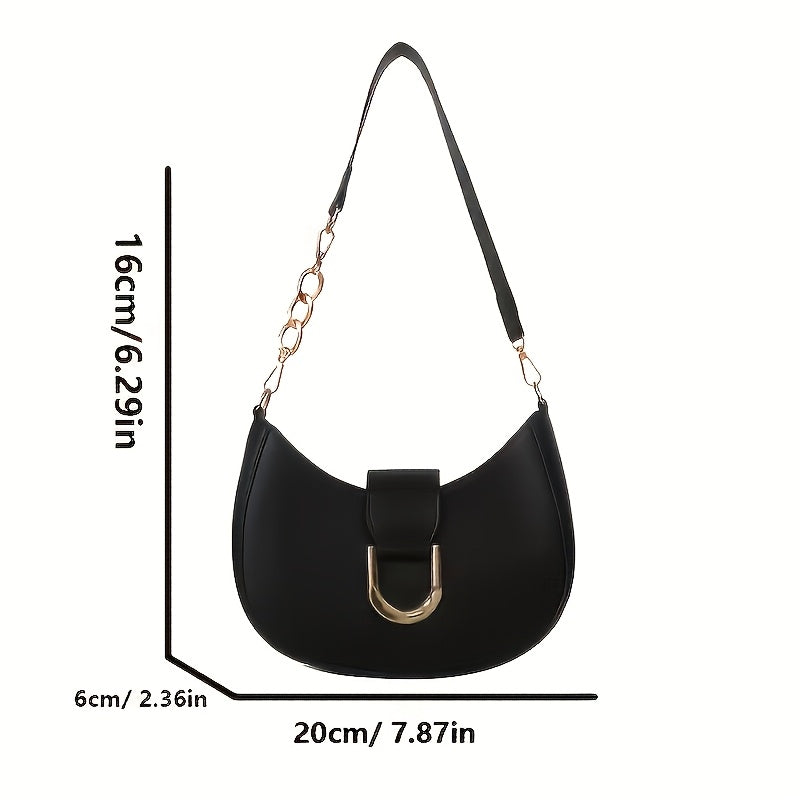 Stylish Crescent Moon Shoulder Bag with Zipper Closure, Polyester Lined, Ideal for Casual and Daily Use, Comes in White, Black, Khaki