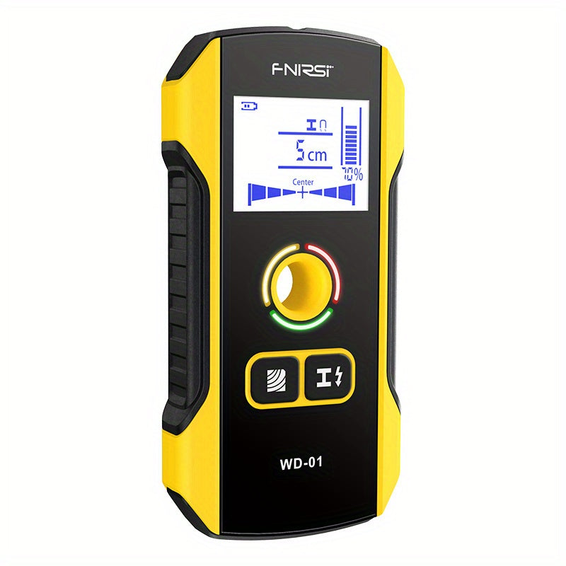 FNIRSI WD-01 Wall Detector Scanner with LED Digital Display and USB Charging. 0.1 Measurement Accuracy for Construction. Detects AC Live Cable Wires and Metal/Wood Studs. Made of Black ABS