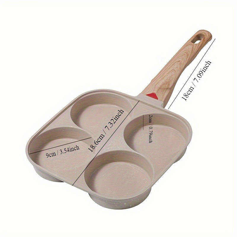 Pan for Fried Eggs with Four Holes, Burger Pan, Pan with Flat Bottom, Pan with Non-stick Coating, Breakfast Pan for Home Use, Small Pan for Pancakes, Egg Pan