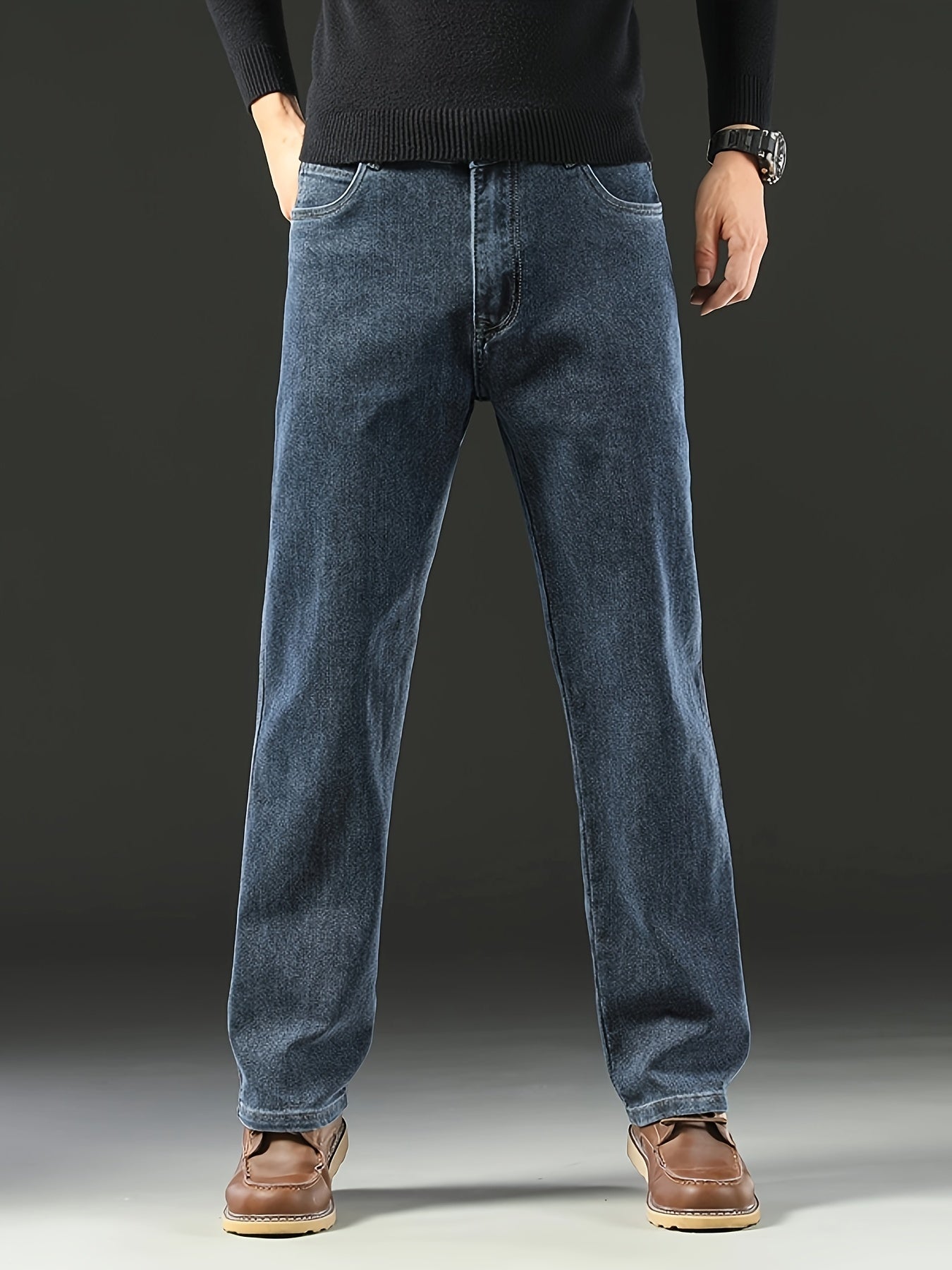 Casual denim jeans for men with classic fit, comfortable stretch, and all-season style.