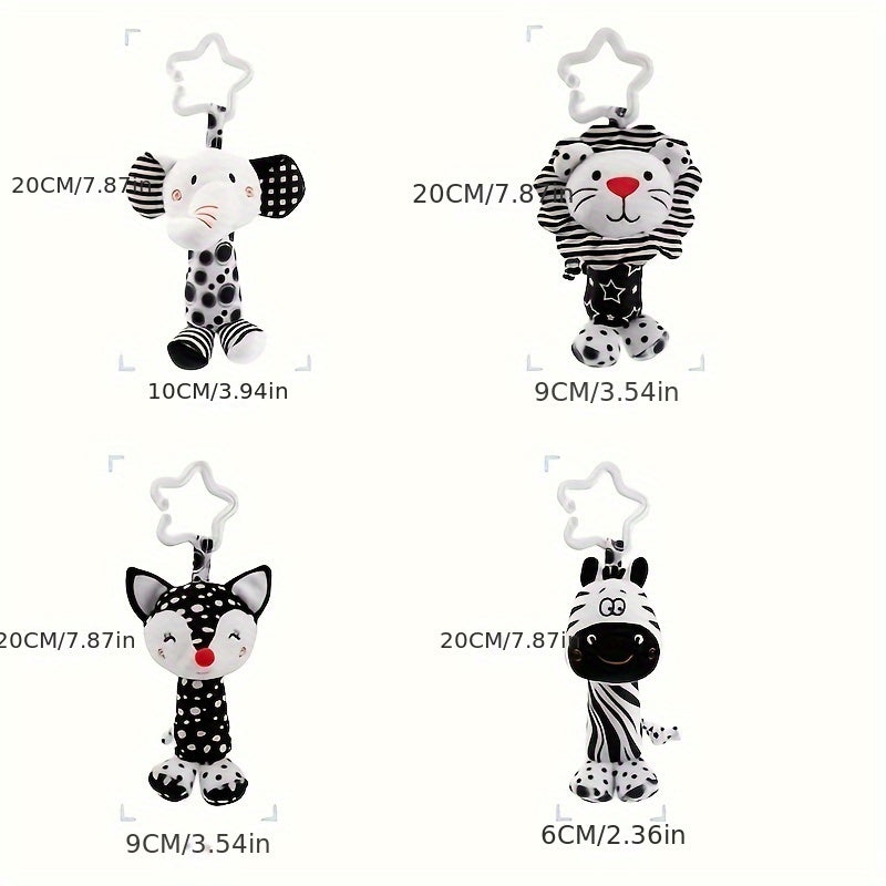 [Top Pick] Kids' Soft Wind Chime Toy - Black & White, Made of Polyester, Perfect for Hanging in Car, Drum Shaped Toy