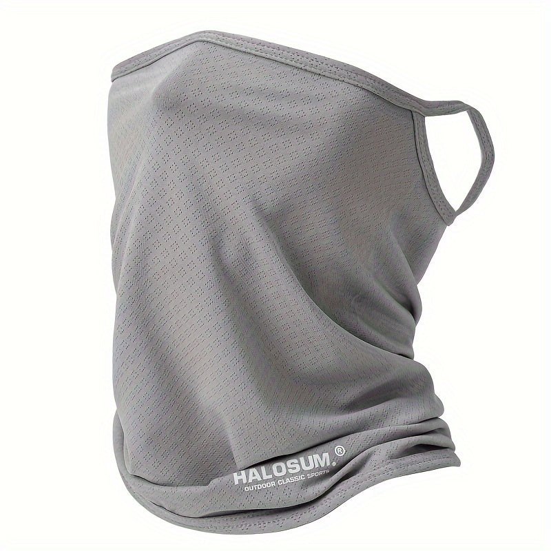 New sunscreen mask suitable for both men and women, featuring a solid color design with letters on it. This elastic and breathable neck cover is perfect for outdoor activities such as riding, offering sun protection.