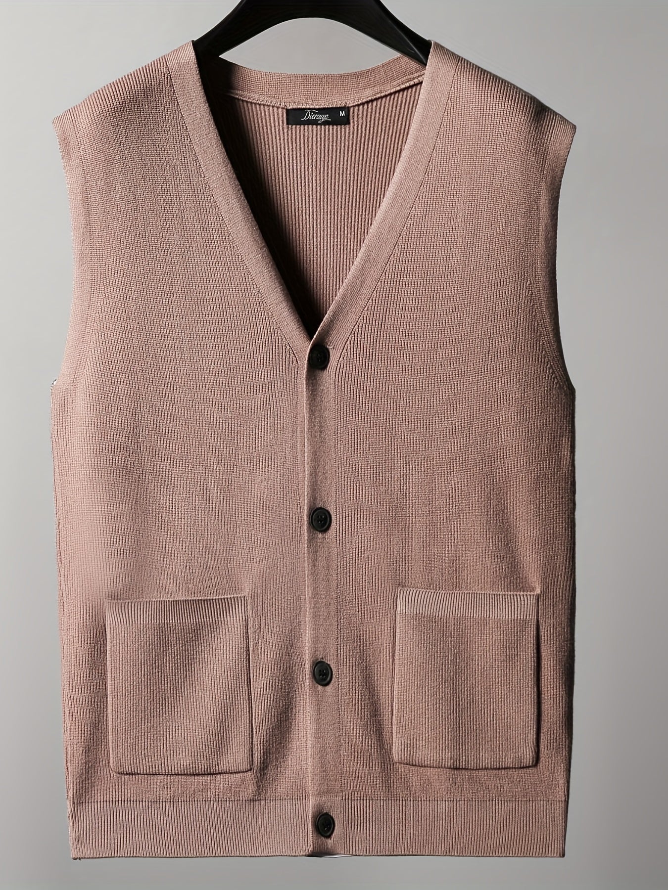 Men's oversized knitted sweater featuring a new cardigan vest design for autumn and winter.