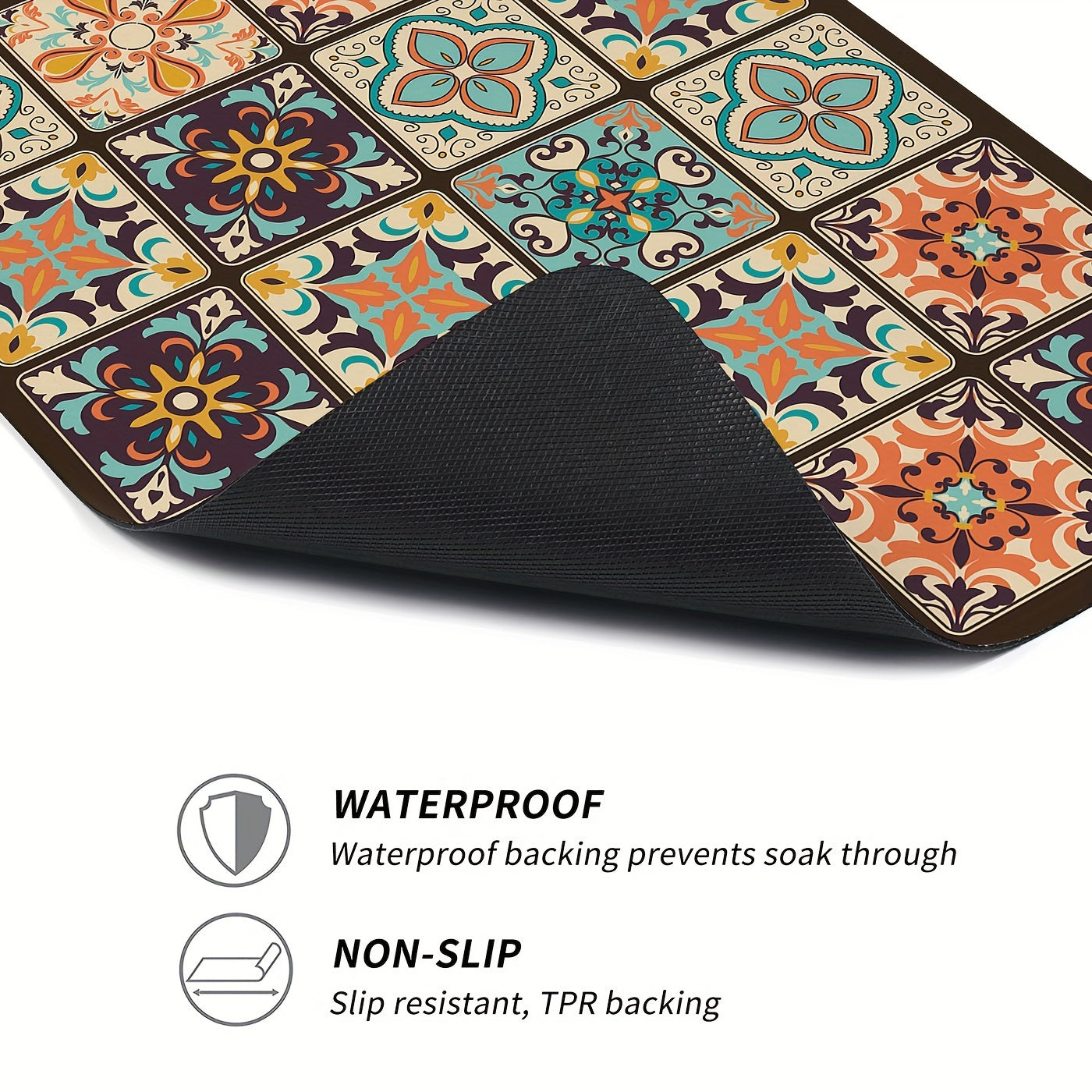 One piece Mandala Vintage Plaid Print Dust Cover for Washing Machine and Dryer. Measures 50.8cm x 101.6cm. Stain-Resistant, Non-Slip Storage Mat and Drain Mat included.