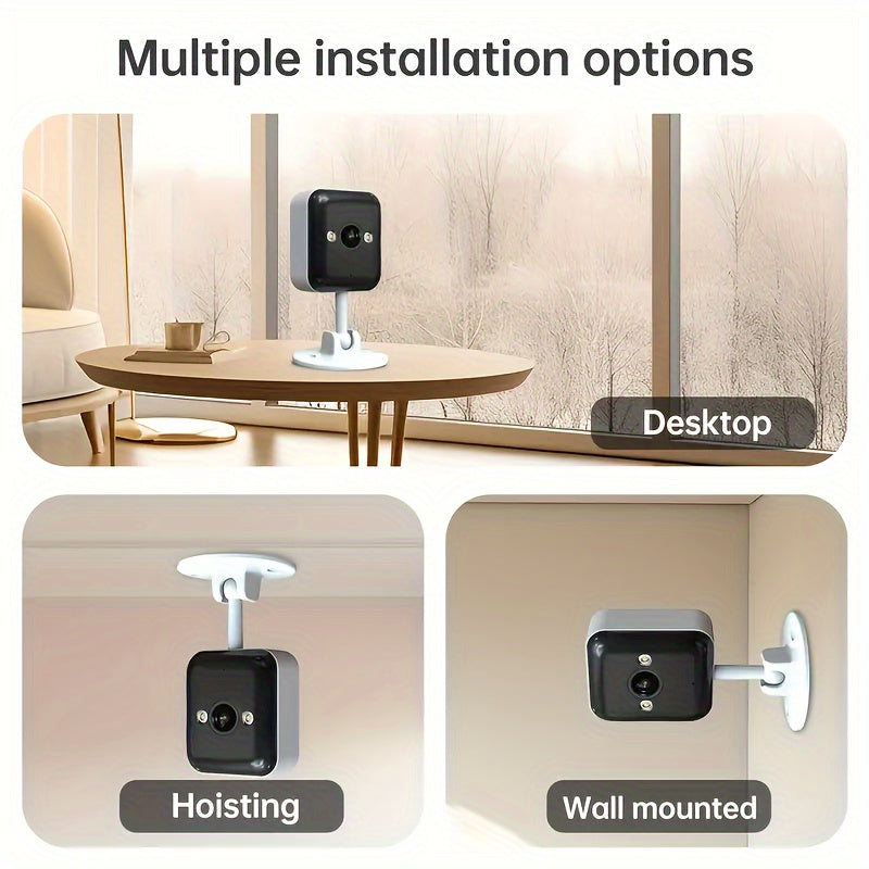 The JOOAN 1pc 1080P Full HD Security Camera features Color Night Vision, Dual-Way Audio, Motion Detection, Built-in AP Hotspot, Mini Indoor/Outdoor Camera, Wall-Mounted design, USB Powered, Compatible with Apple HomeKit, Smartphone Control, 36V Max