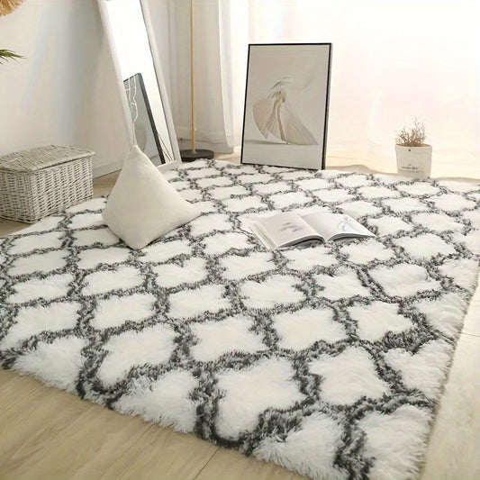 Elevate Your Home Decor with a Stylish Checkered Design Rug. This Chic Grey and White Floor Mat is Perfect for the Living Room, Bedroom or Bathroom. Its Anti-skid Pad ensures Safety and Stability. Add a Touch of Aesthetic Charm to Your Home with this