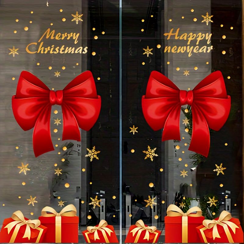 Christmas double-sided window clings featuring cute decorative bows for a festive touch.