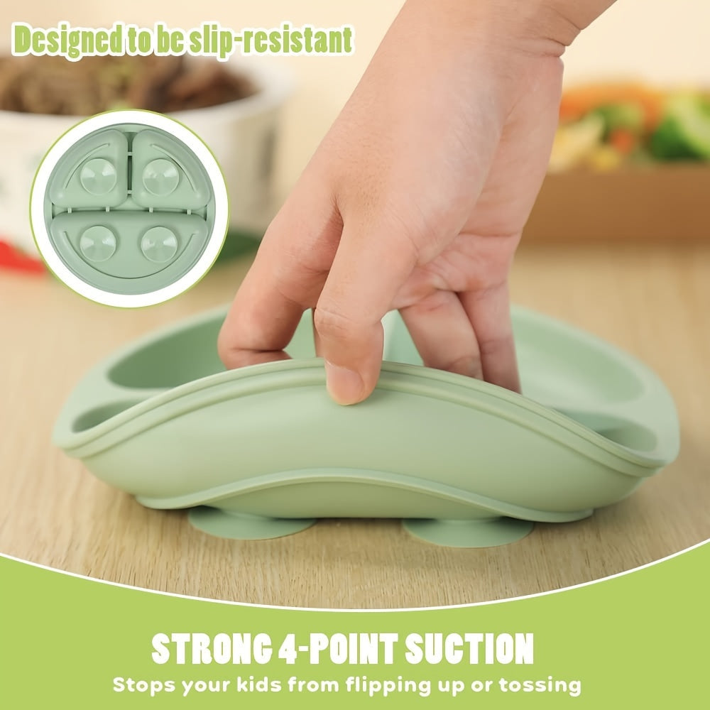 Safely feed your baby with our 100% silicone suction plates - featuring a stay-put divided design for easy mealtimes. These plates are microwave and dishwasher safe, perfect for babies and toddlers.