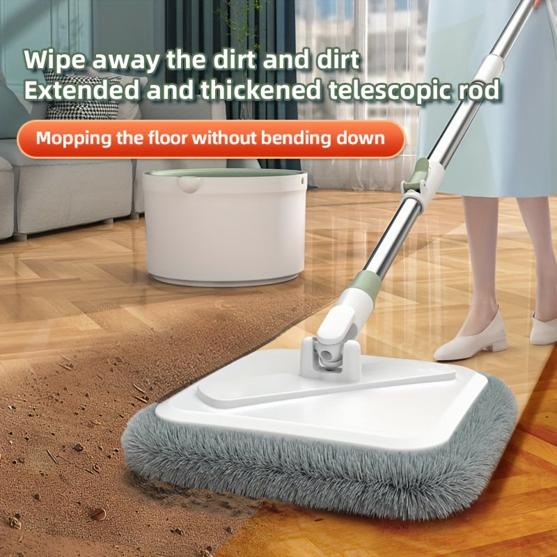 This all-in-one cleaning set includes a white and green hands-free washing mop and bucket set, complete with 3 replacement heads. The rotating floor mop, lazy mop, and dust removal mop are perfect for easy and efficient cleaning. The Qianhe wet use mop