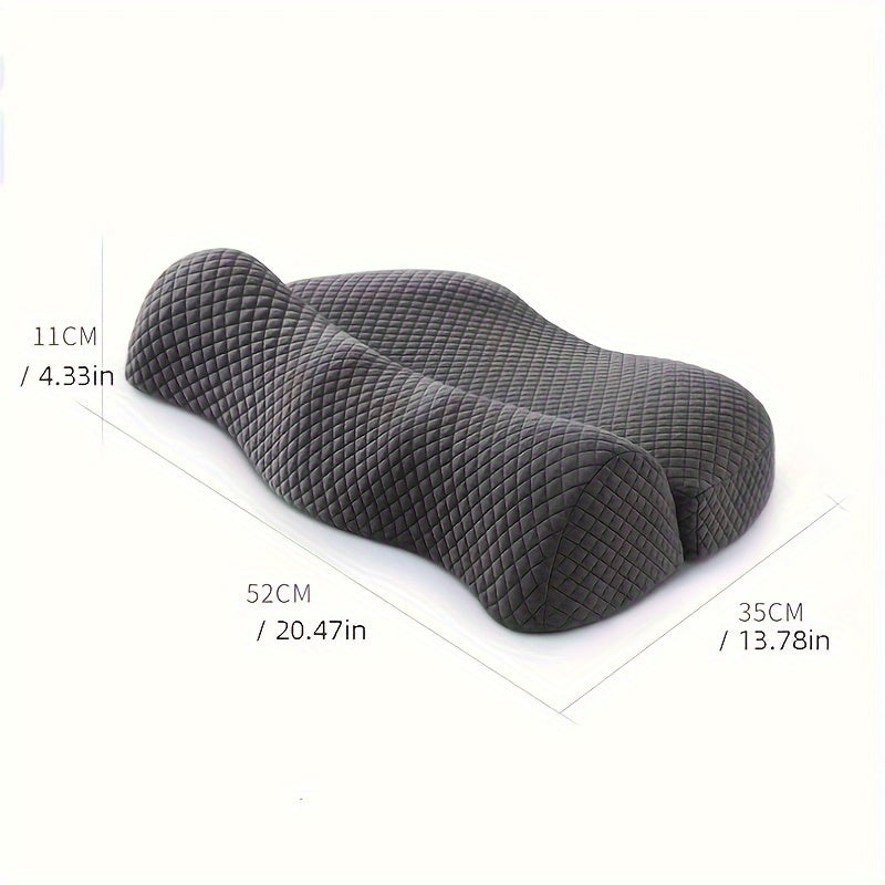 Memory Foam Pillow with Ergonomic Design, Medium Firmness, Reversible Knitted Polyester Cover, Provides Cervical Support for Sleeping, Hand Washable, No Electricity Required