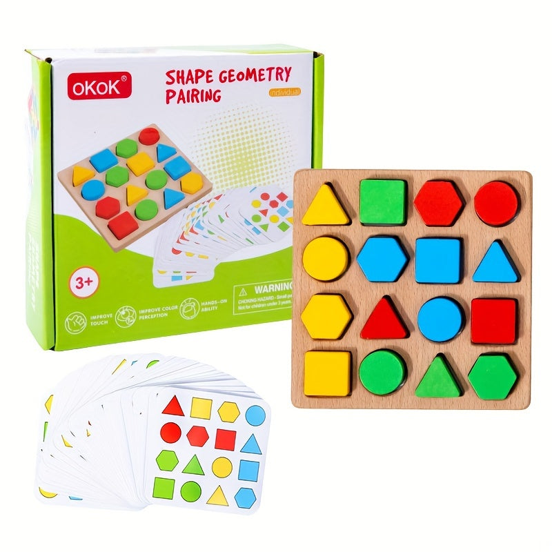 Wooden dual-player battle game with geometric shape matching and building blocks. Enhances youngsters' thinking skills. Colorful two-player desktop competition toy with timer.