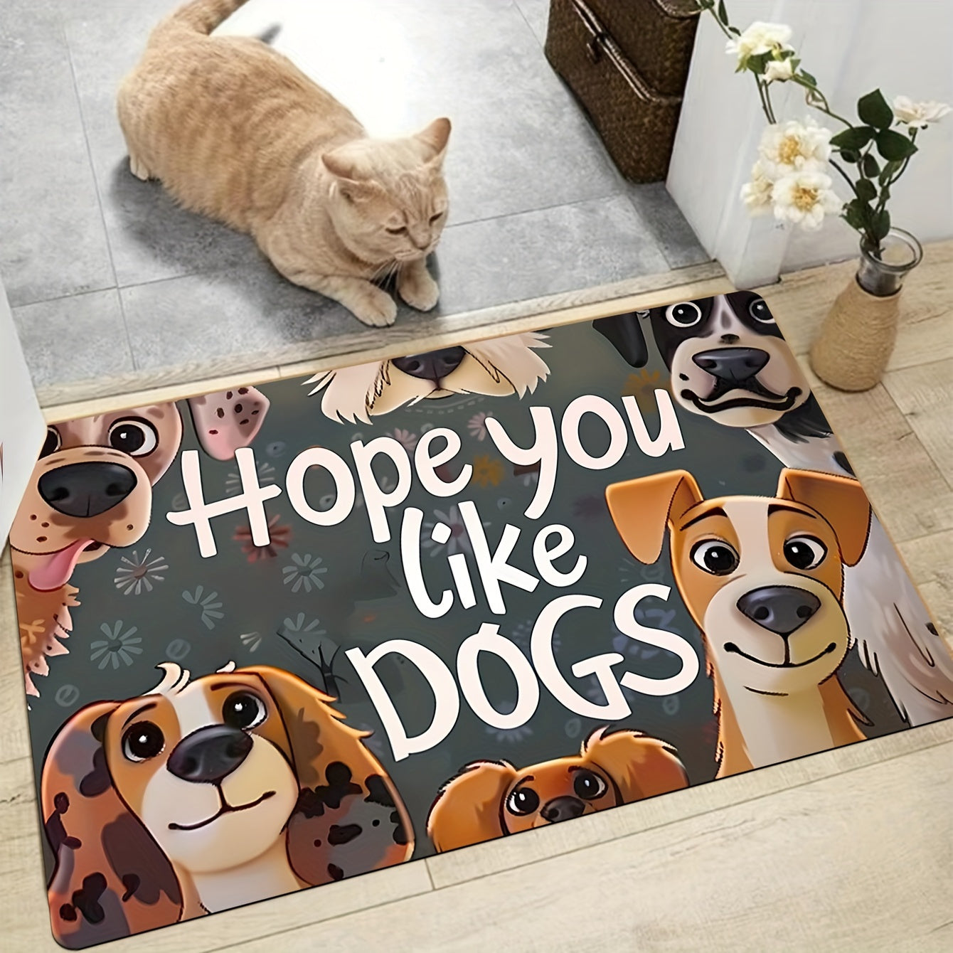 Soft and Thick Adorable Cartoon Dog Door Mat - Machine Washable with Non-Slip Backing | Perfect for Kitchen, Living Room, or Bedroom | Decorative Indoor Entrance Rug