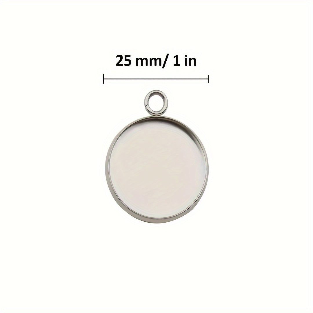 [Top Pick] 25 pieces of 20mm Stainless Steel Round Blank Frame Pendant Tray Base - Perfect for Inlaying and Crafting Stunning Jewelry Pieces