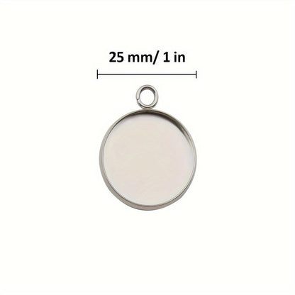 [Top Pick] 25 pieces of 20mm Stainless Steel Round Blank Frame Pendant Tray Base - Perfect for Inlaying and Crafting Stunning Jewelry Pieces