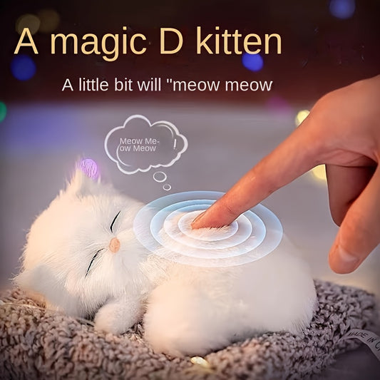 Touch-sensitive meowing cat toy - perfect for youngsters and as a gift for girlfriends, can be used as home decoration or car ornament. A warm and cute simulation pet. Ideal for holiday and