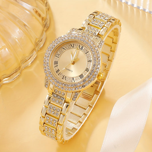 Elegant ladies round quartz watch with luxury bracelet design for all occasions.