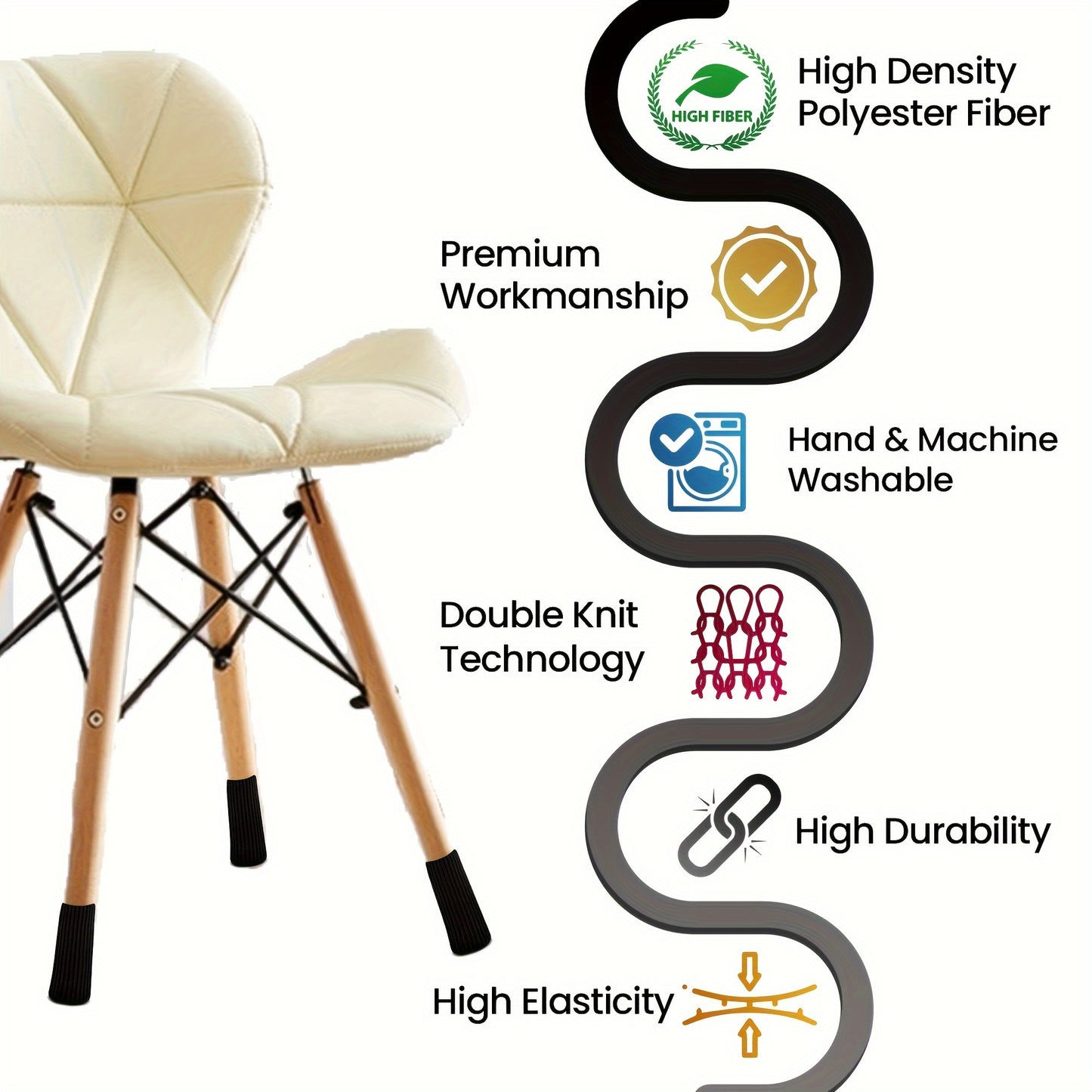 Set of 24 high elastic chair leg socks with anti-slip pads for floor protection.