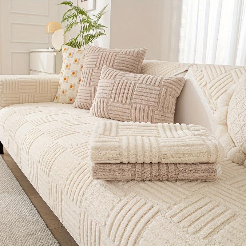 Soft, non-slip sofa cover for pet-friendly furniture protection in any room.