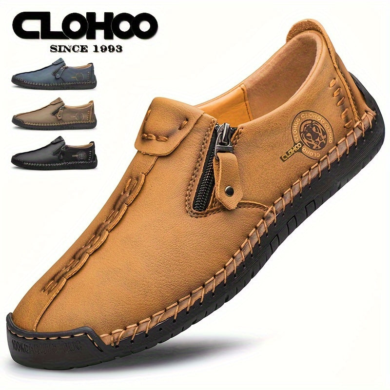 CLOHOO Men's Stitching Loafers, Non-Slip Casual Shoes