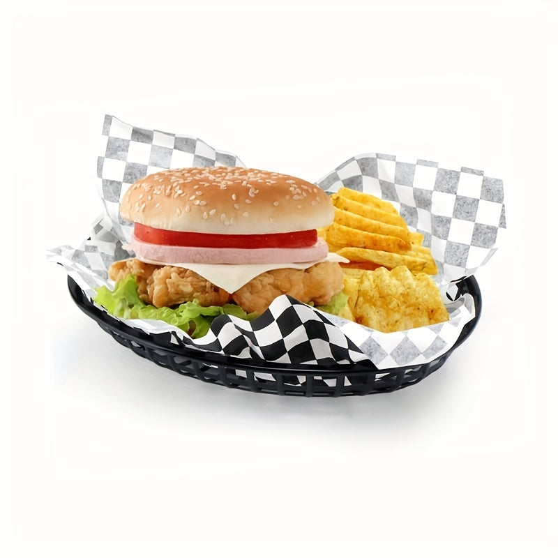 Plastic food serving trays in sets of 12, 24, or 36. Ideal for use in restaurants and kitchens for serving fast food like hamburgers and chips. Serveware accessories.