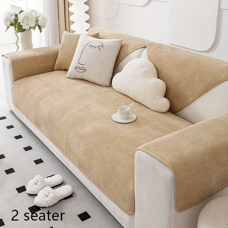 1pc Non-slip Sofa Slipcover Furniture Protector, for Bedroom Office Living Room Home Decor. Handrail Backrest Cover Pillowcase sold separately.