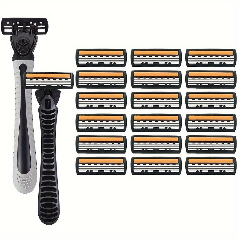 Classic 3-layer Manual Razor Set with multiple refill options for daily face care.