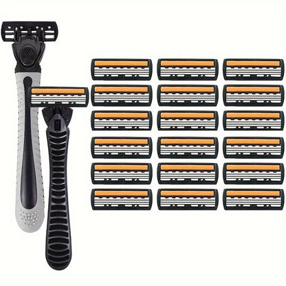 Classic 3-layer Manual Razor Set with multiple refill options for daily face care.