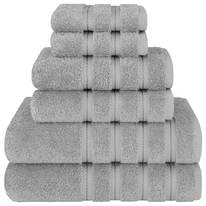 6-piece soft towel set includes 2 bath towels, 2 hand towels, and 2 washcloths in solid color cotton for bathroom, hotel, home, and travel.