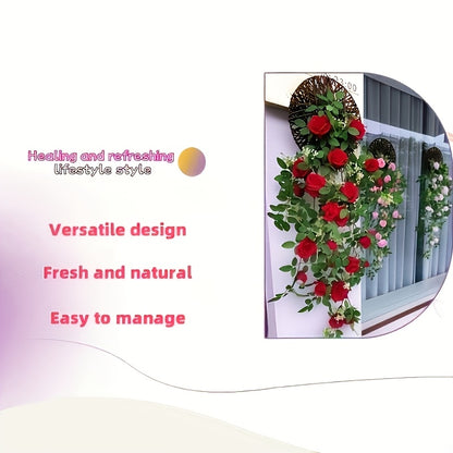 Two large rose vines, each measuring 219.96 cm in length, with 36 blooms. Ideal for home decor in spring and summer, as well as for events like festivals, parties, Valentine's Day